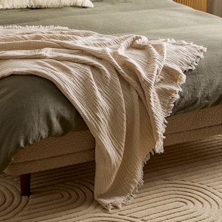 Fresno Cotton Gauze Throw - Light Taupe 