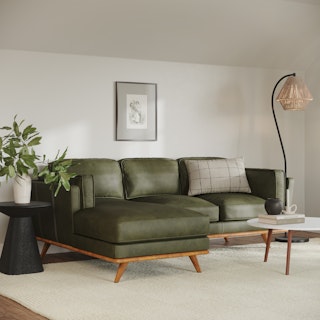 Timber 93" Leather Left Sectional - Charme Green