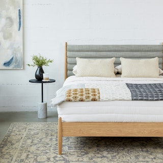 Lenia Queen Upholstered Bed - White Oak and Rain Cloud Gray