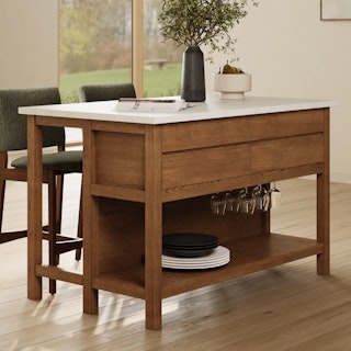 Quincy 57.5" Kitchen Island - Smoked Oak