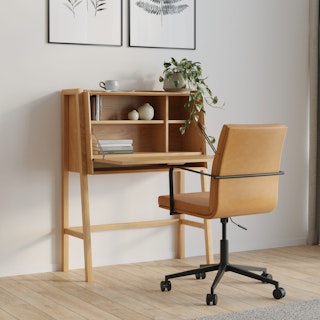 Fantol 35.5" Cabinet Desk - Natural Oak