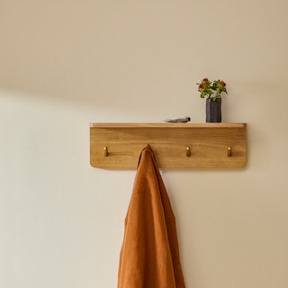 Williams 24" Shelf and Coat Rack - Brass and Oak
